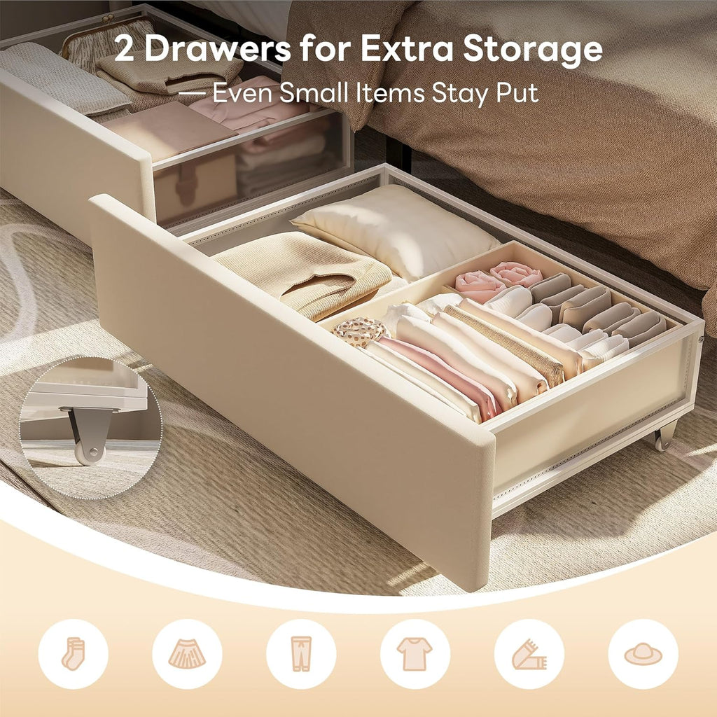 LIKIMIO Premium Modern Upholstered Corner Bed