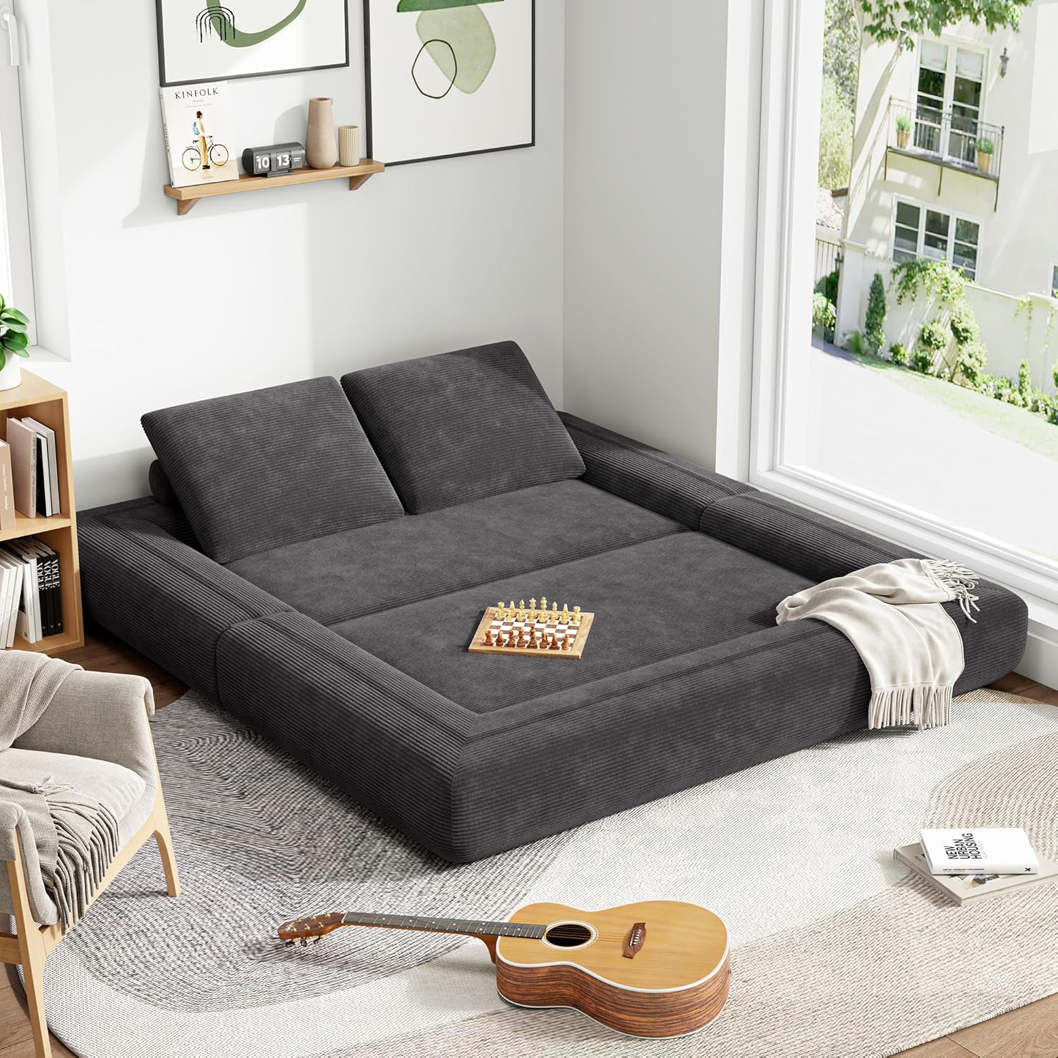 LIKIMIO 3-in-1 Convertible Sofa Bed & Foldable Mattress
