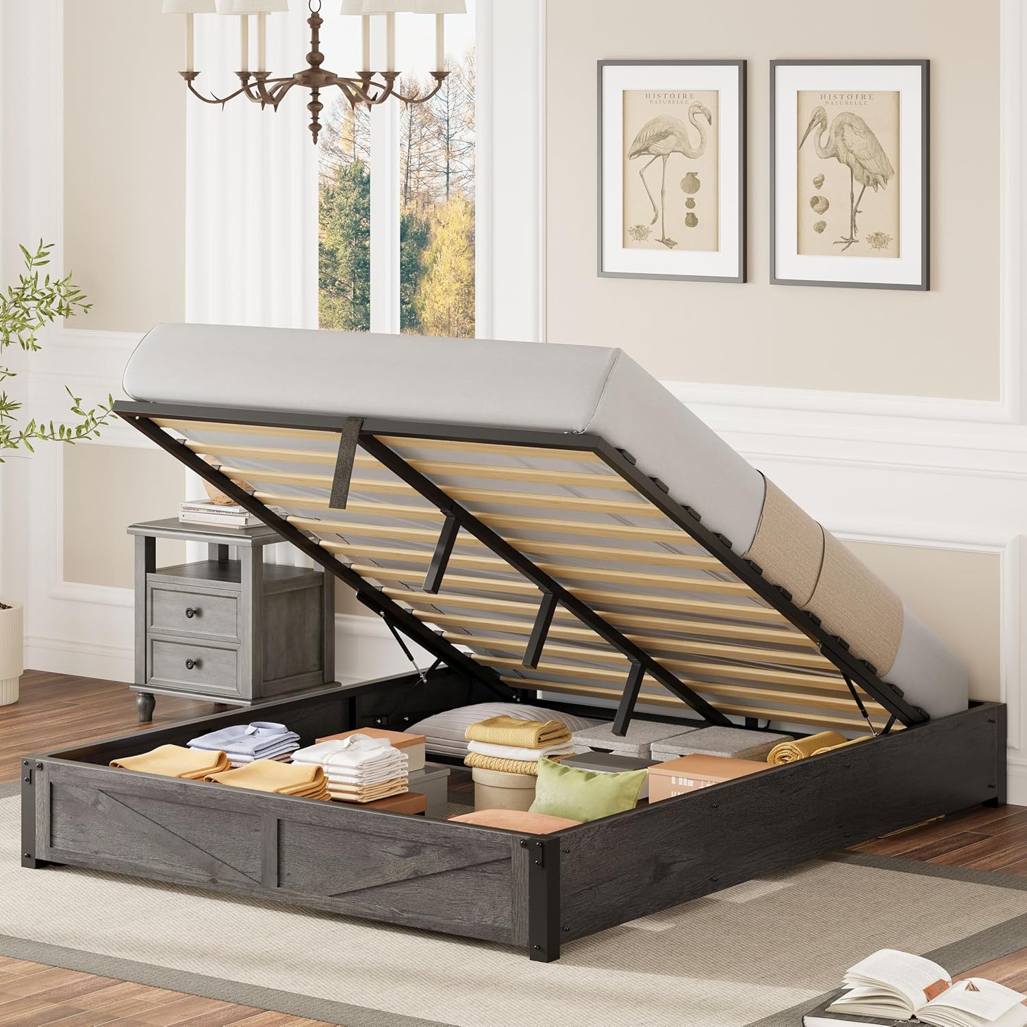 LIKIMIO Wooden Slatted Platform Bed Frame