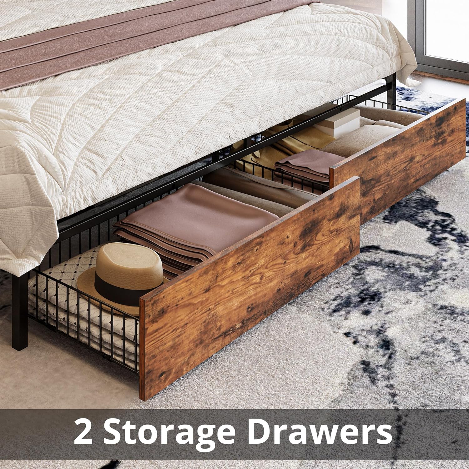 LIKIMIO Charging Storage Bed Frame