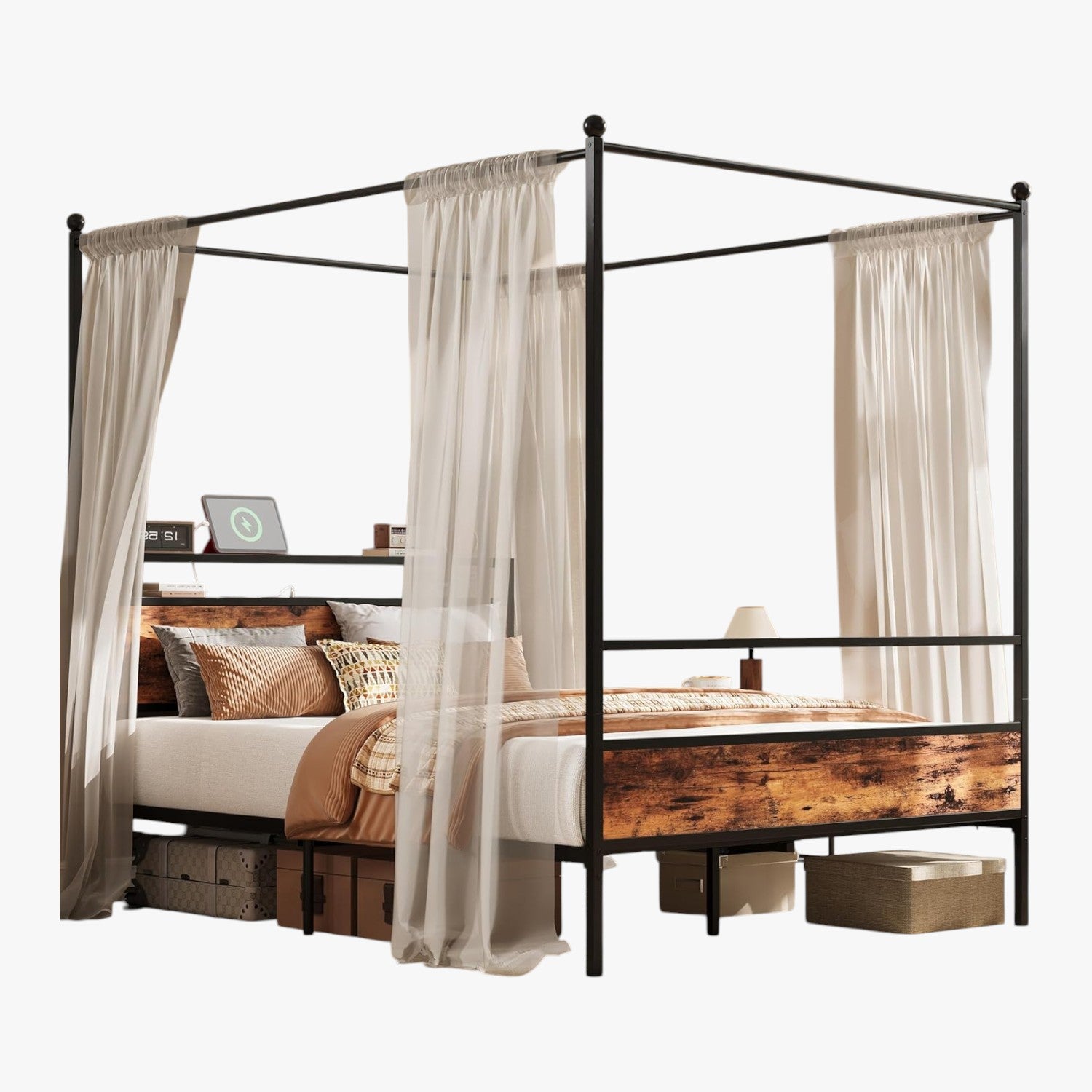 LIKIMIO Multifunctional Four-Post Bed Frame