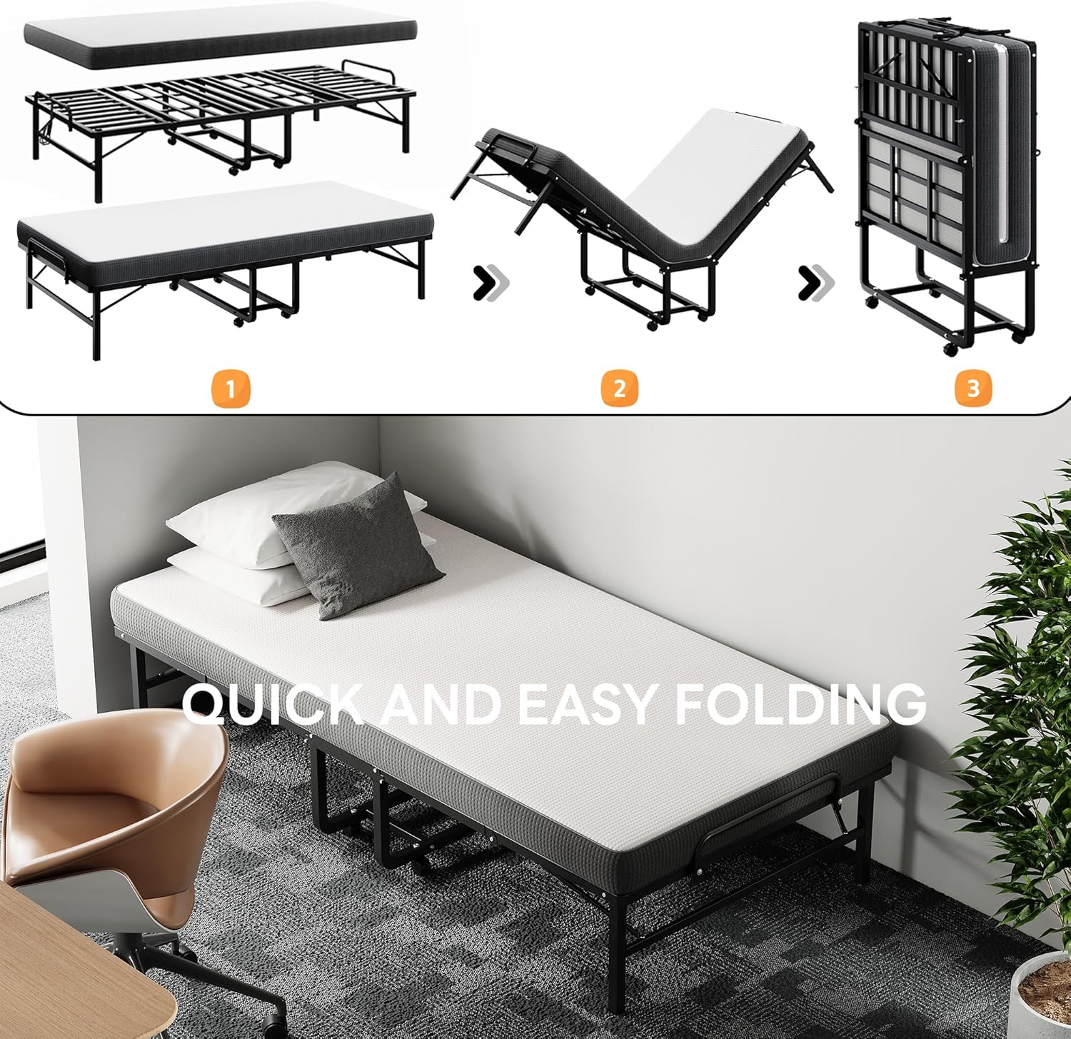 LKIMIO Portable Folding Bed & Marttress