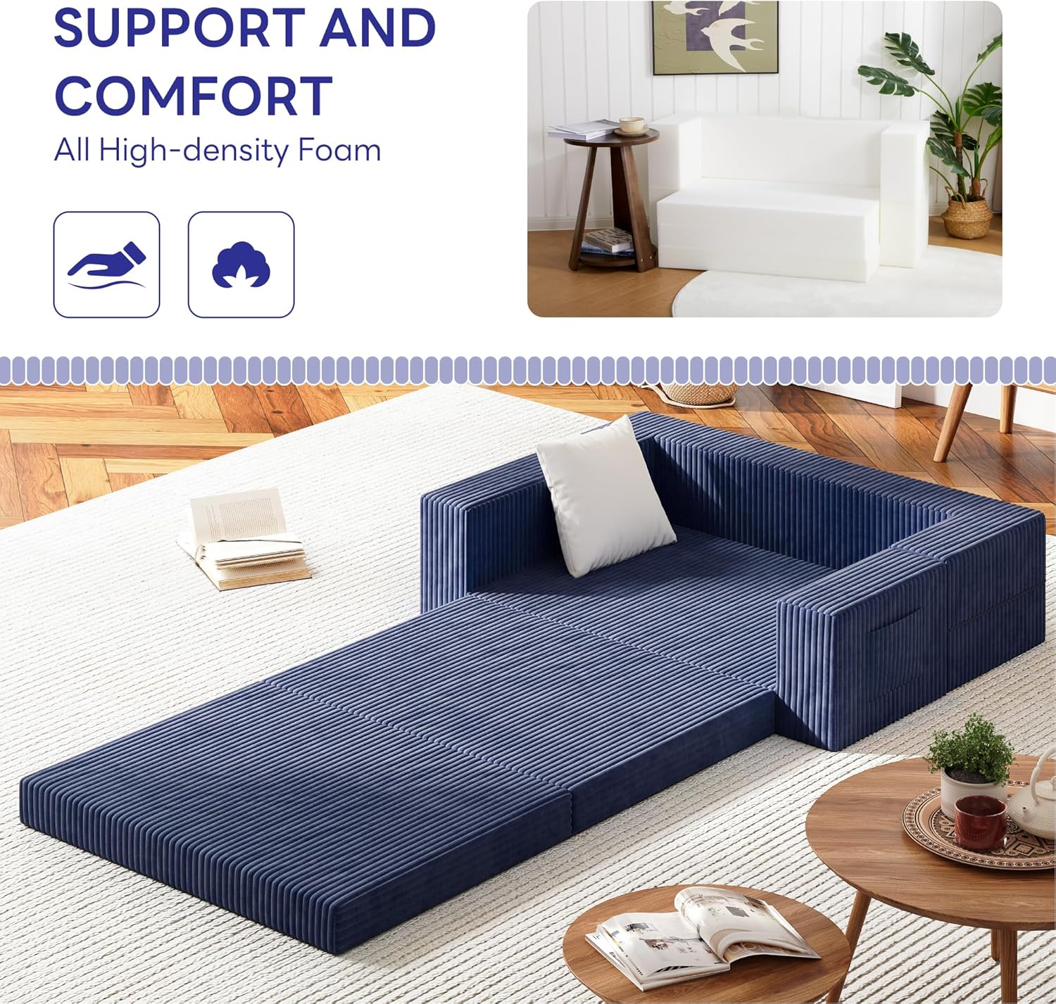 LIKIMIO Folding 3-in-1 Sofa Bed & Marrtess