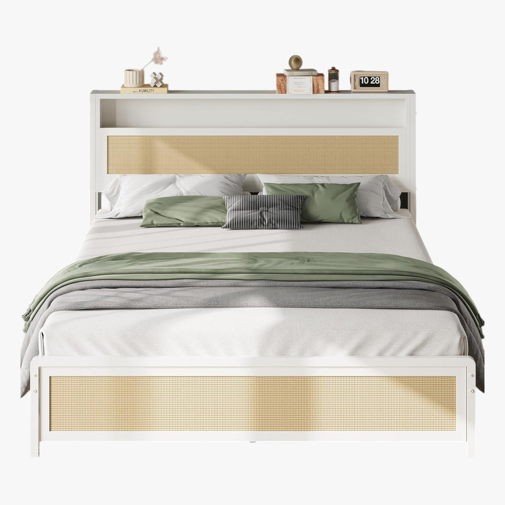 LIKIMIO Modern Rattan Bed Frame