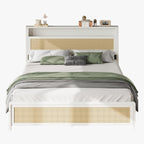 LIKIMIO Modern Rattan Bed Frame