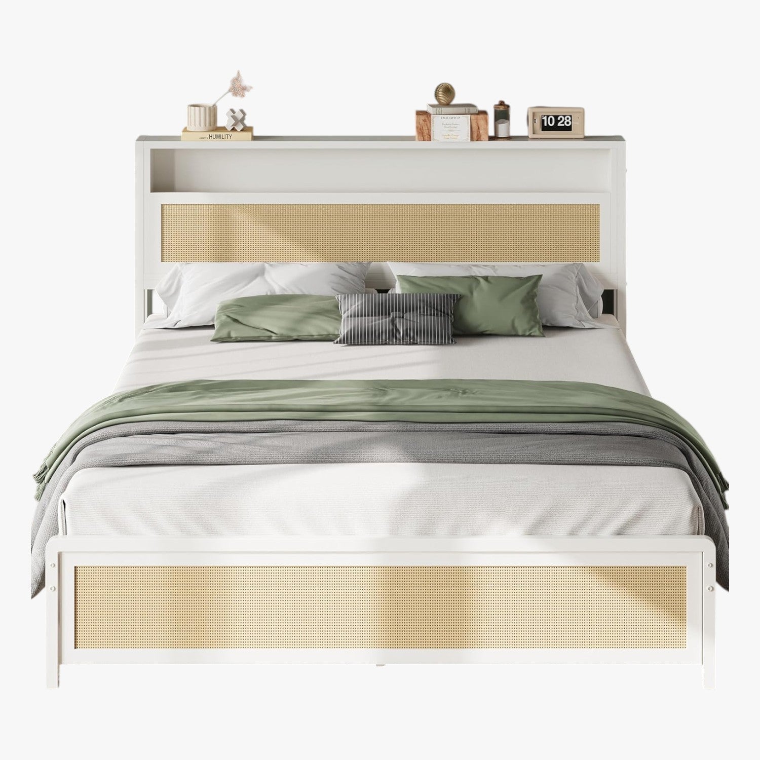 LIKIMIO Modern Rattan Bed Frame