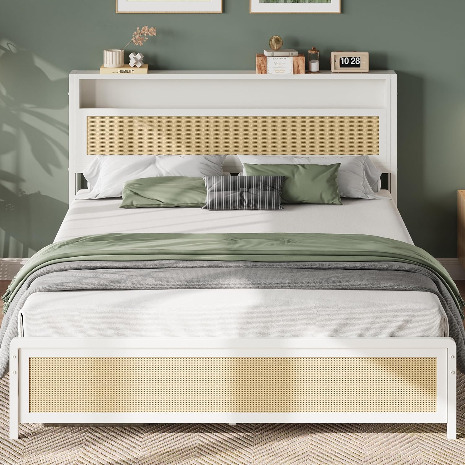 LIKIMIO Modern Rattan Bed Frame