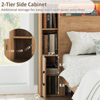 LIKIMIO Queen Bed Frame, with Charging Station & LED Lights, Natural Color