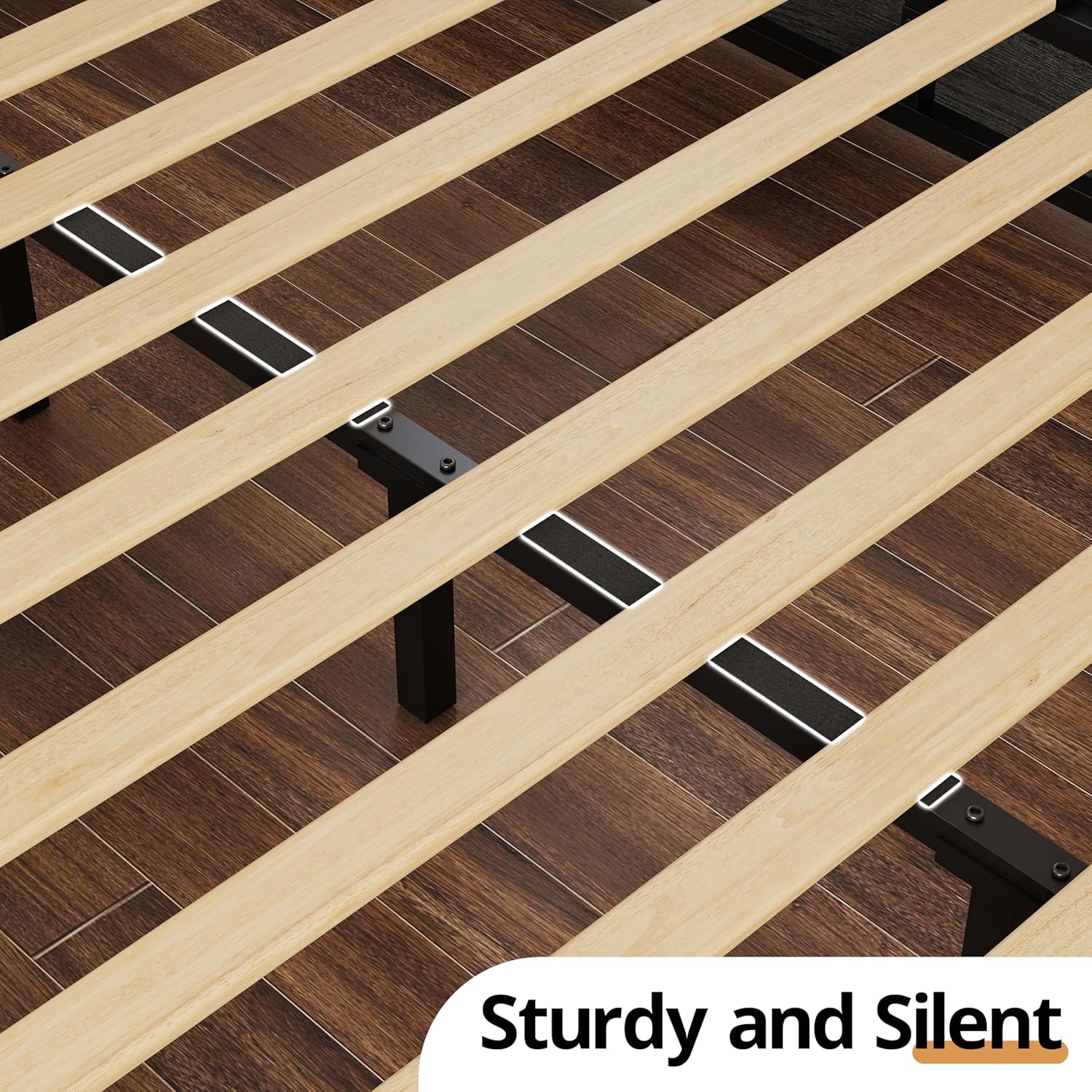 LIKIMIO Wooden Slatted Platform Bed Frame