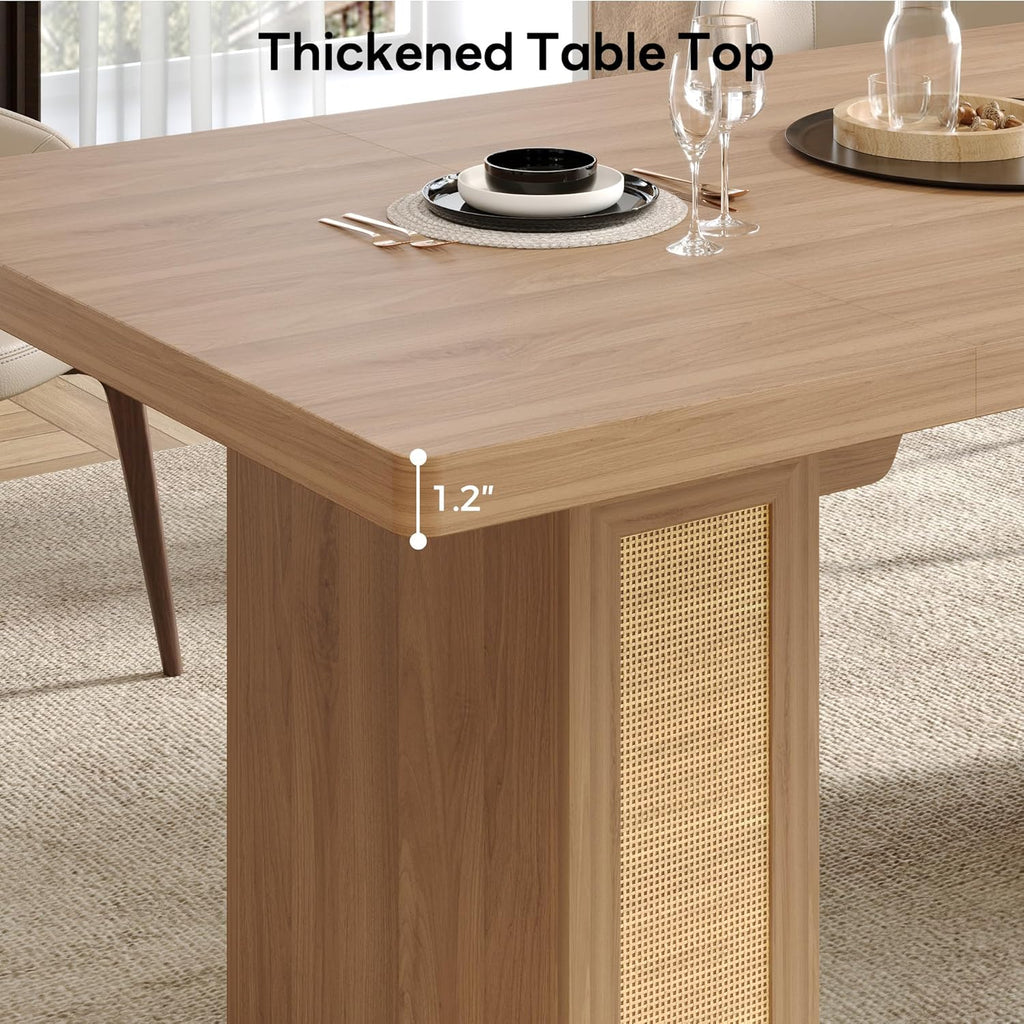 LIKIMIO Modern Woven Rattan Dining Table（78.7”）