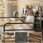 LIKIMIO Twin Daybed with Trundle, 700lbs Capacity, LED Lights & Charging Station, Black