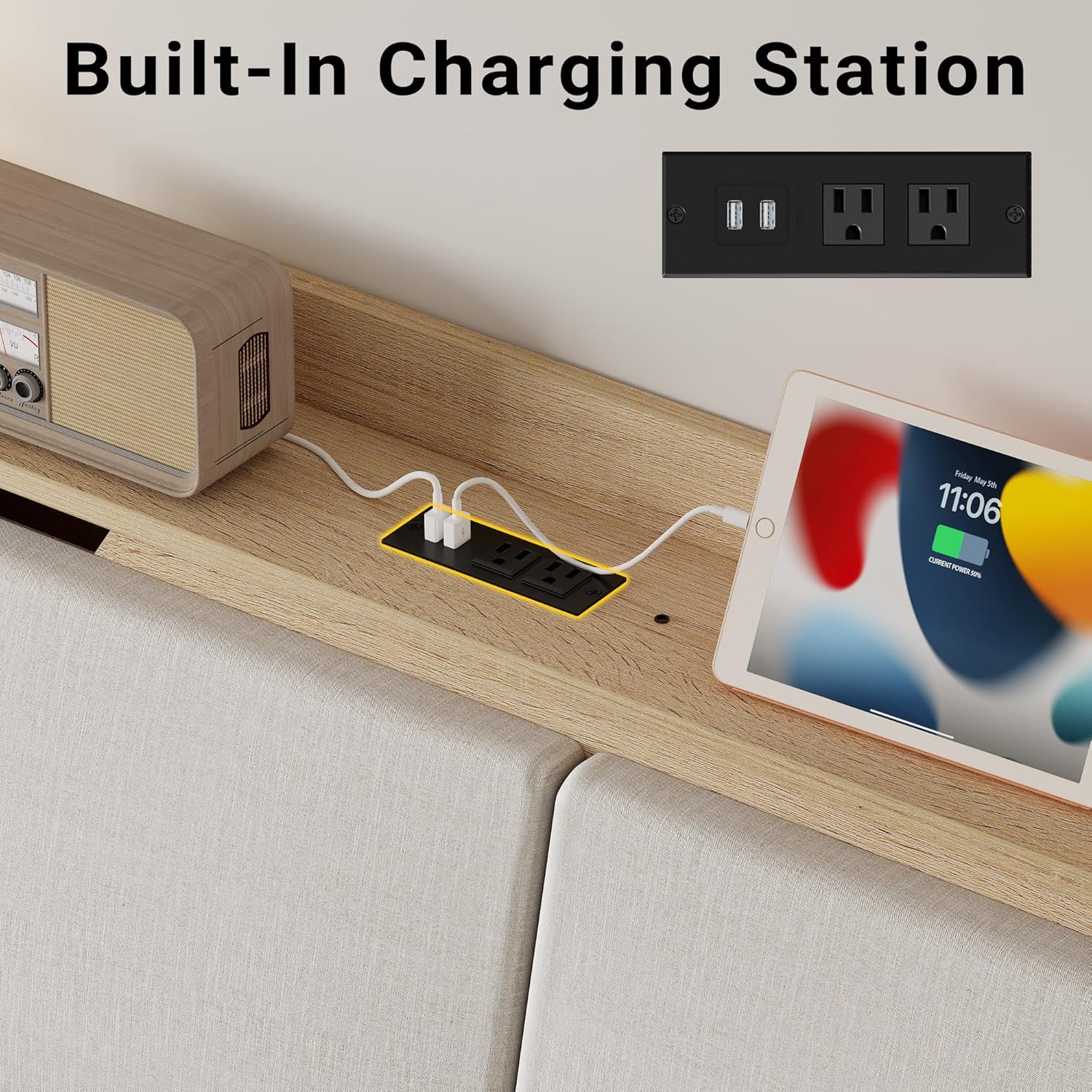 LIKIMIO Camas Hidden Storage Bed Frame