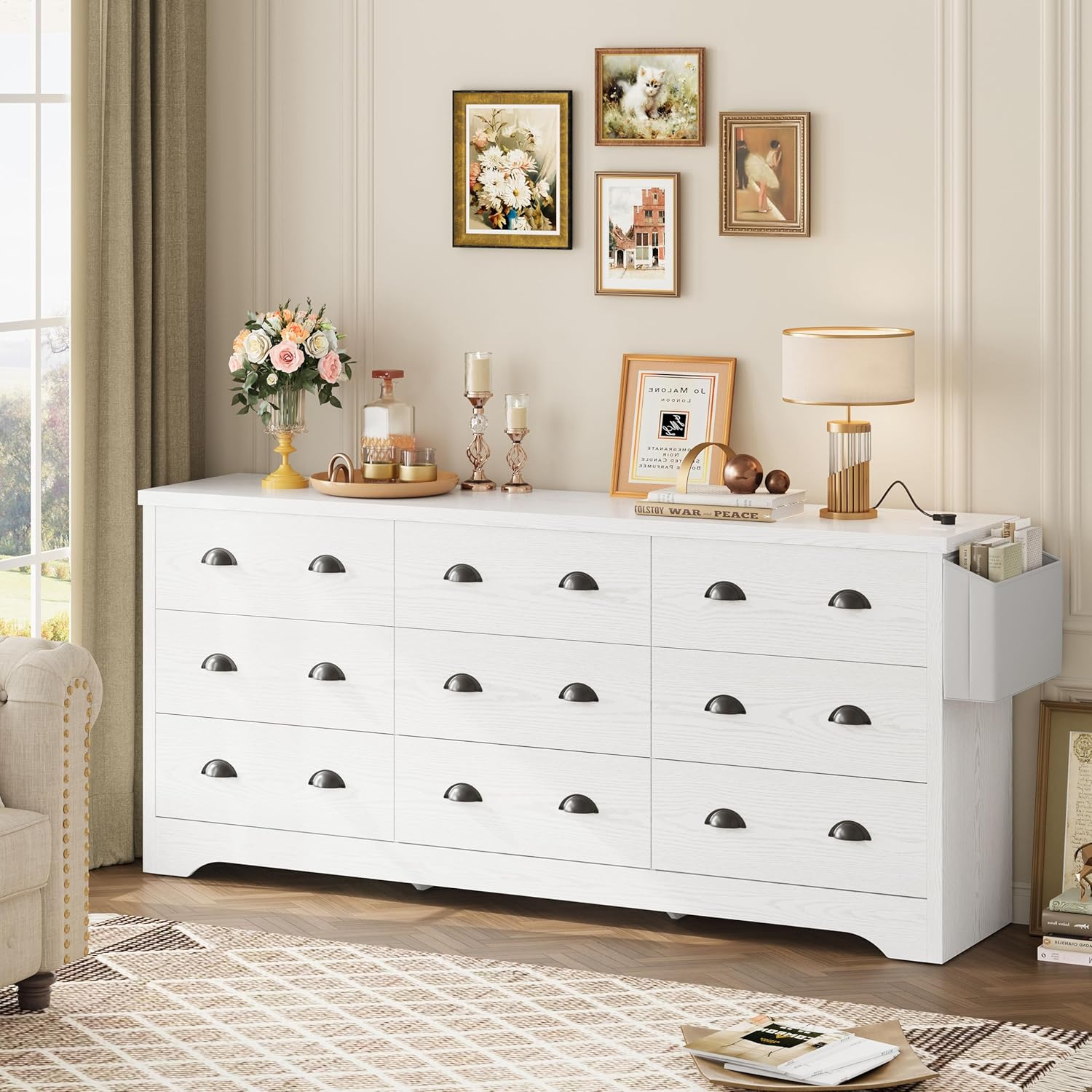 LIKIMIO Wooden 9-Drawer Dresser (63")
