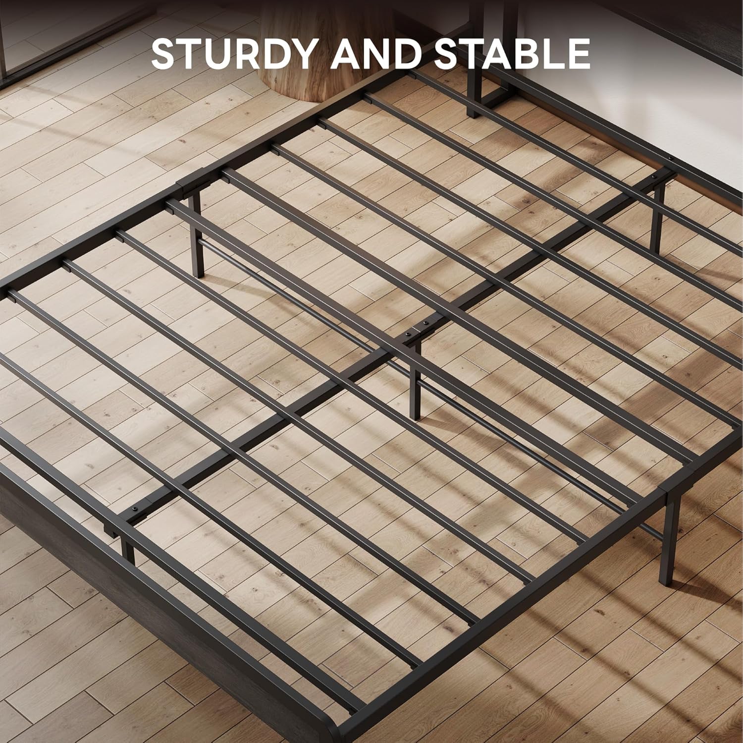 LIKIMIO Wood Grain Bed Frame