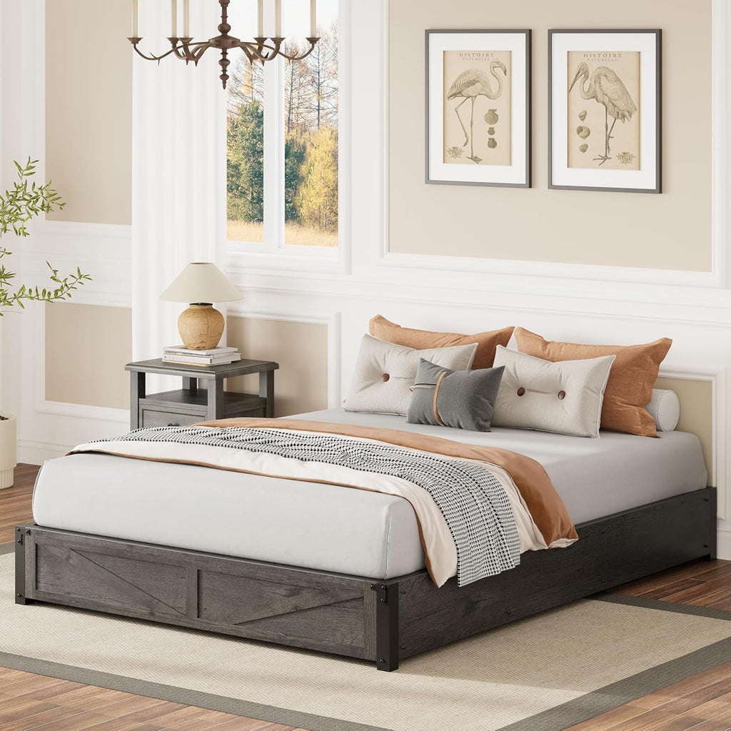 LIKIMIO Wooden Slatted Platform Bed Frame