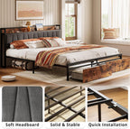 LIKIMIO Charging Storage Bed Frame