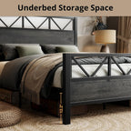 LIKIMIO High Industrial Style Headboard Bed Frame
