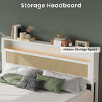 LIKIMIO Modern Rattan Bed Frame