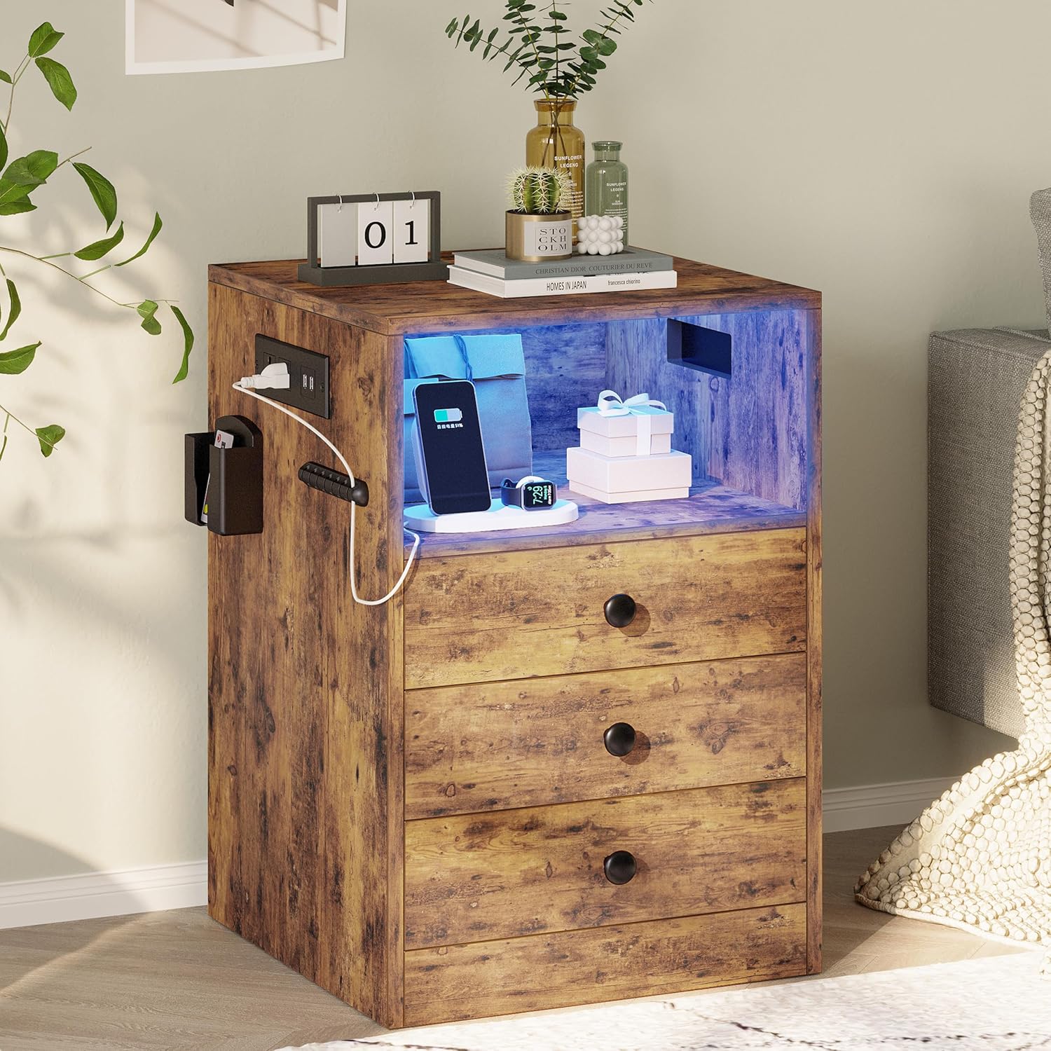 LIKIMIO Retro LED Nightstand