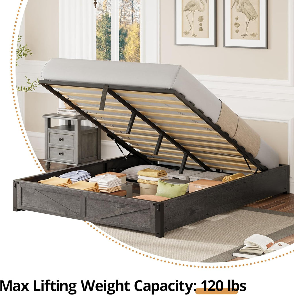 LIKIMIO Wooden Slatted Platform Bed Frame