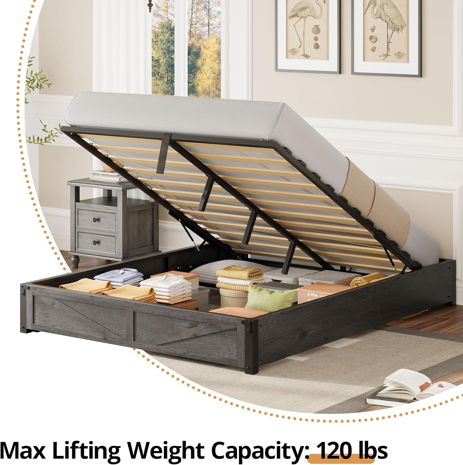 LIKIMIO Wooden Slatted Platform Bed Frame