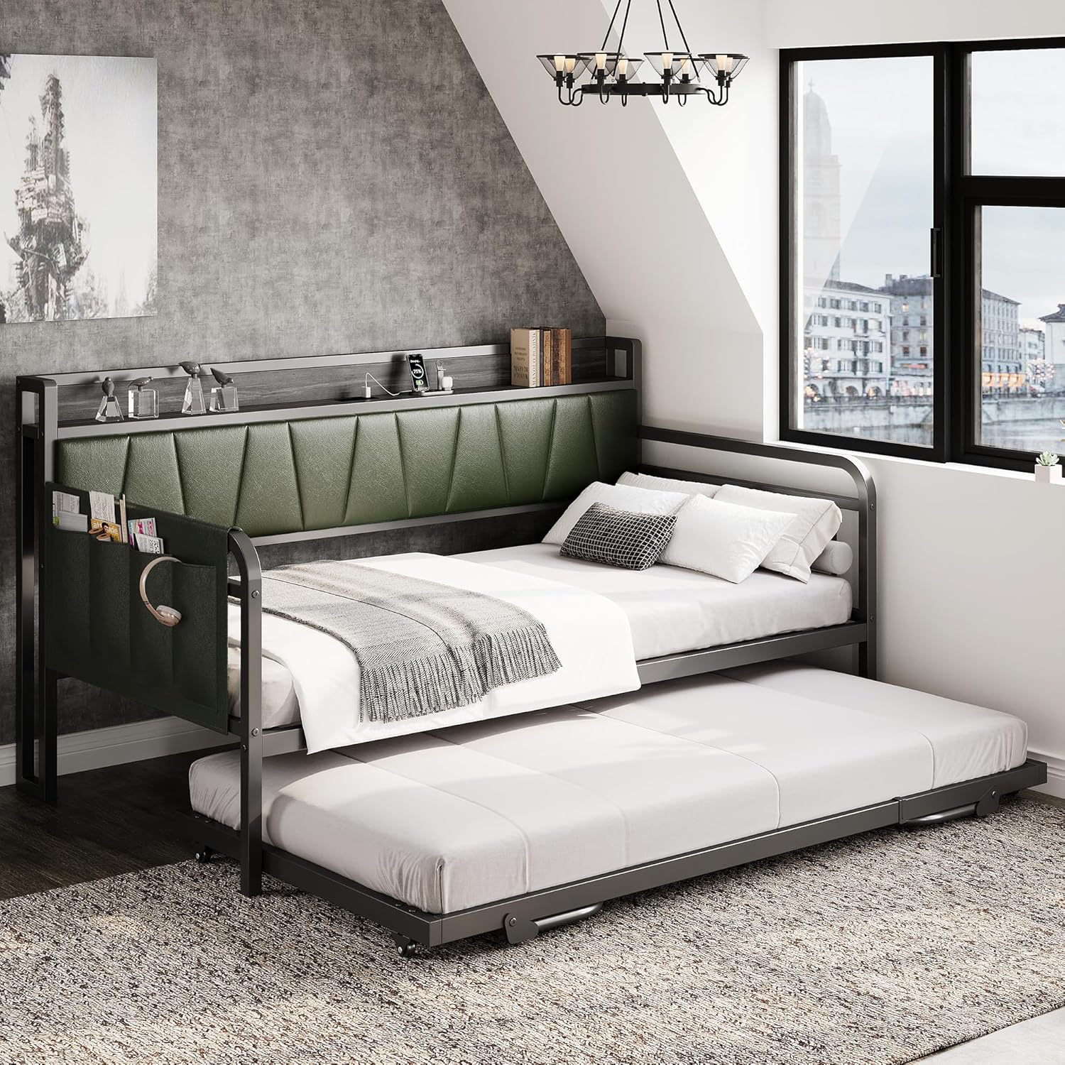 LIKIMIO Storage Trundle Sofa Bed