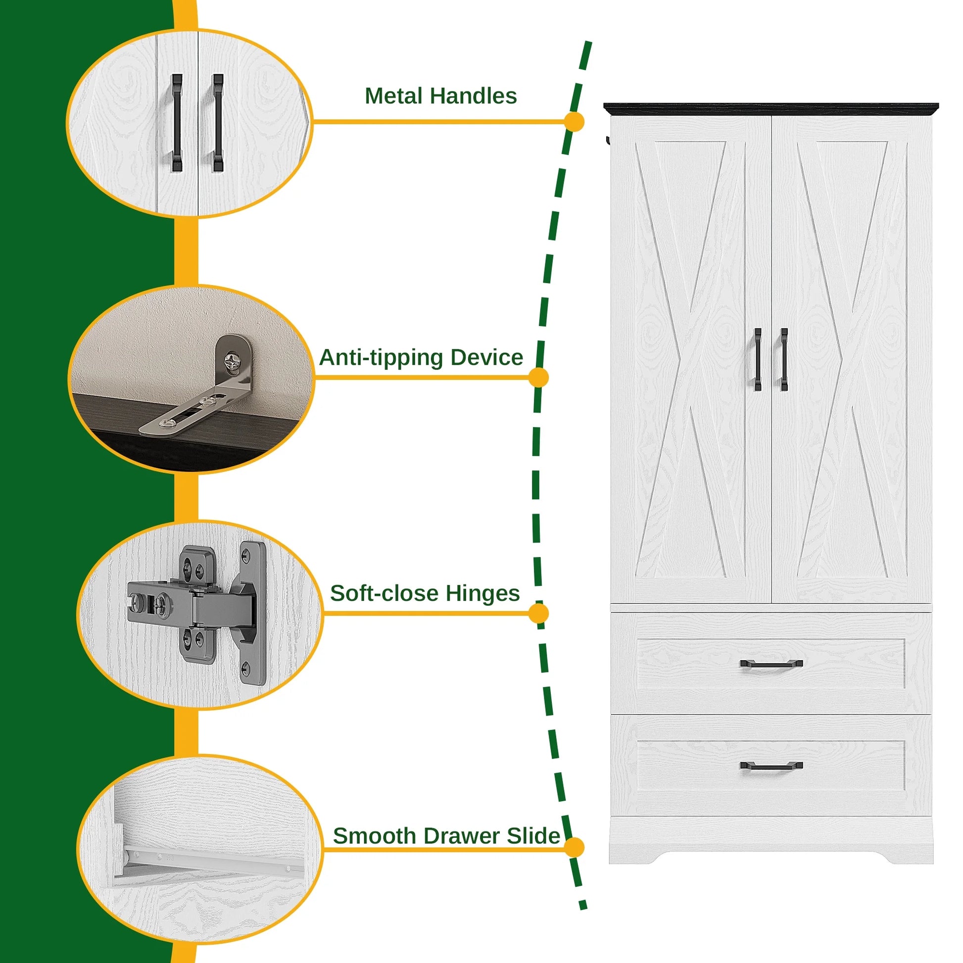 LIKIMIO Wooden Sensor Light Wardrobe Closet（70.9”）