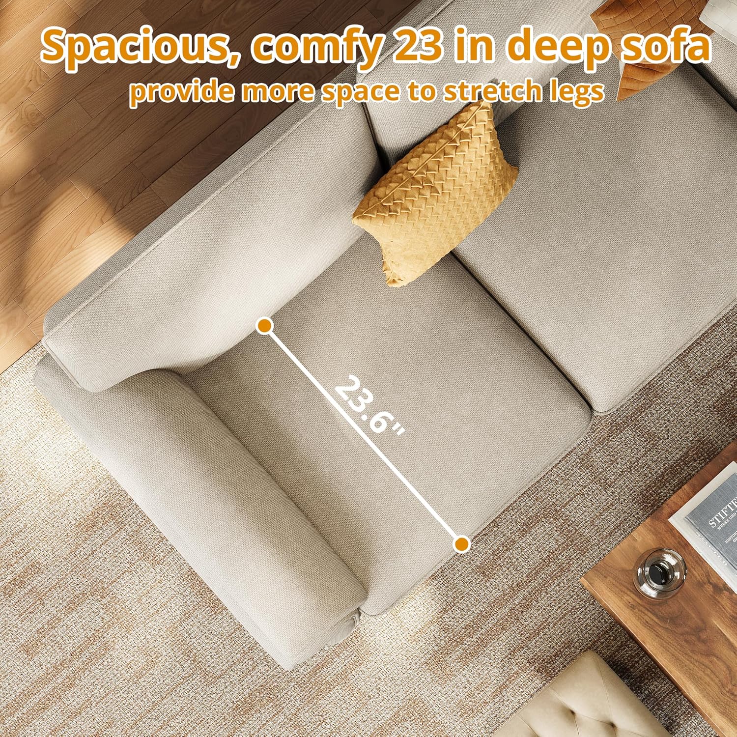 LIKIMIO 89" USB Extra Deep Sofa