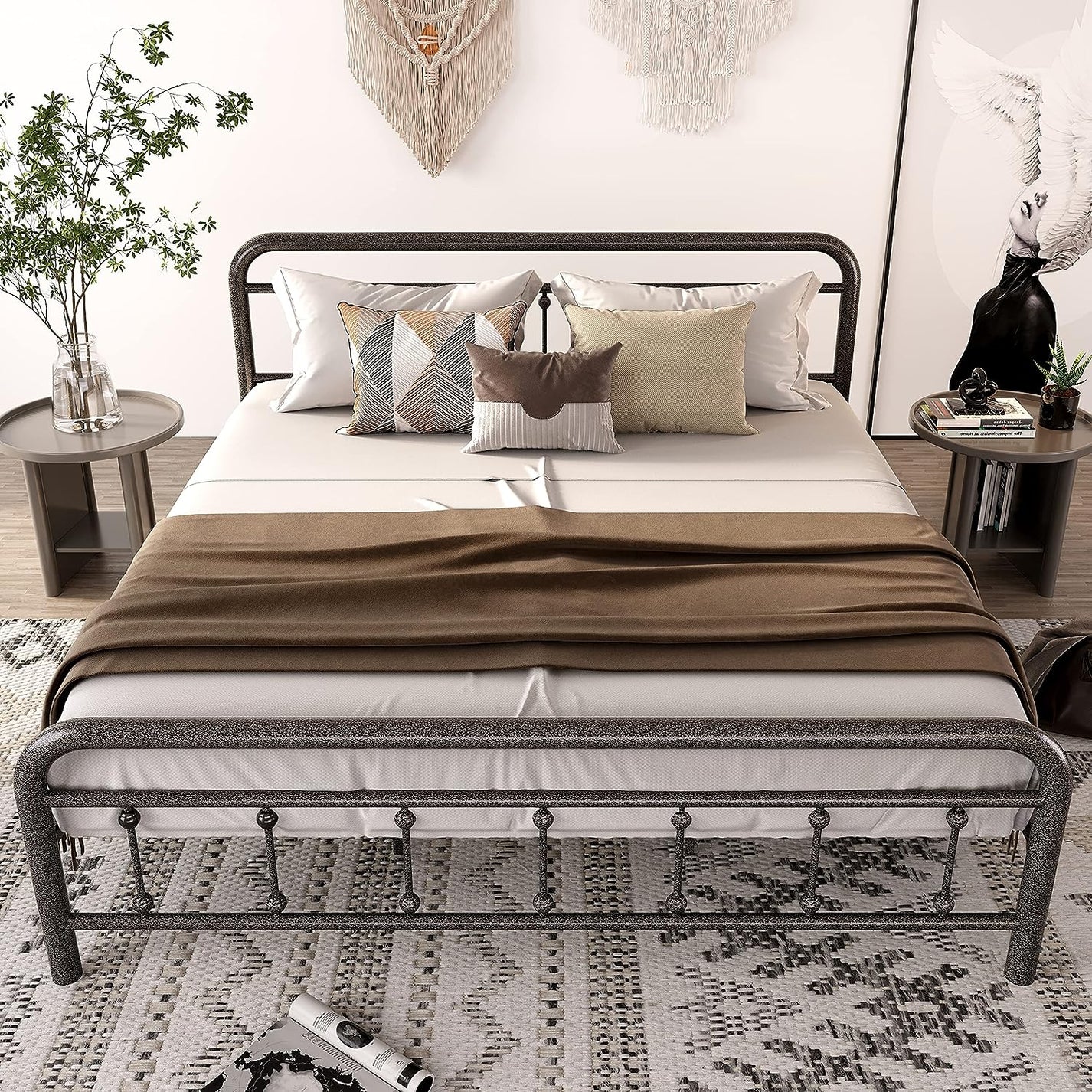 Easy Assemble King Metal Bed Frame Likimio
