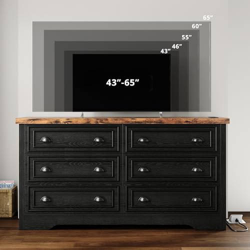 LIKIMIO Wooden 6-Drawers Dresser (59” )