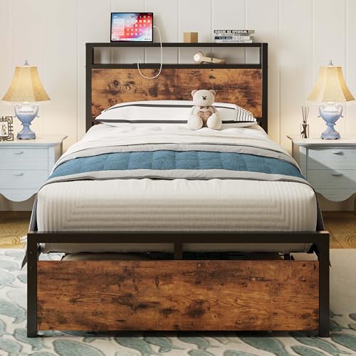 LIKIMIO Drawers and Storage Sockets Bed Frame