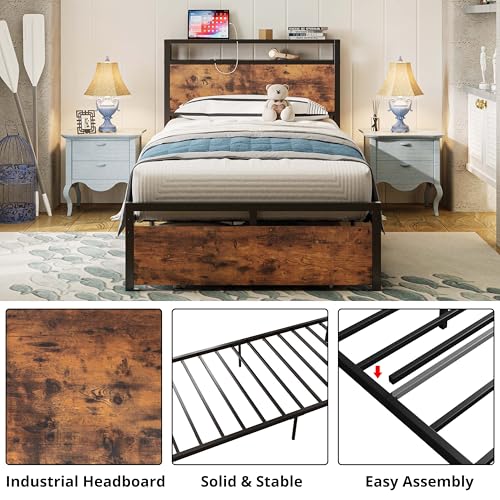 LIKIMIO Drawers and Storage Sockets Bed Frame