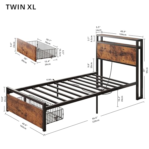LIKIMIO Drawers and Storage Sockets Bed Frame