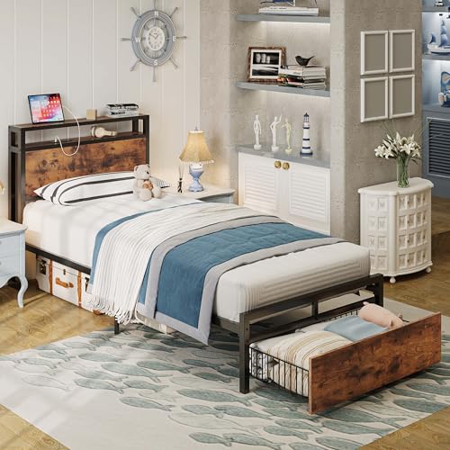 LIKIMIO Drawers and Storage Sockets Bed Frame