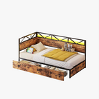 LIKIMIO Industrial Brown Storage Corner Bed