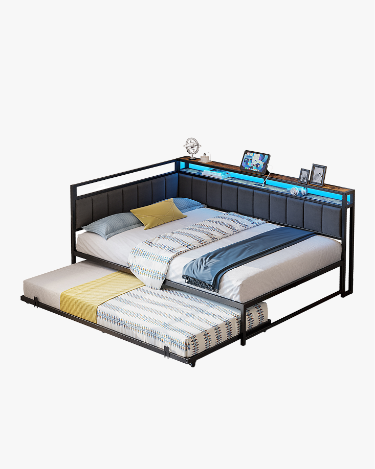 LIKIMIO Upholstered Storage Corner Bed