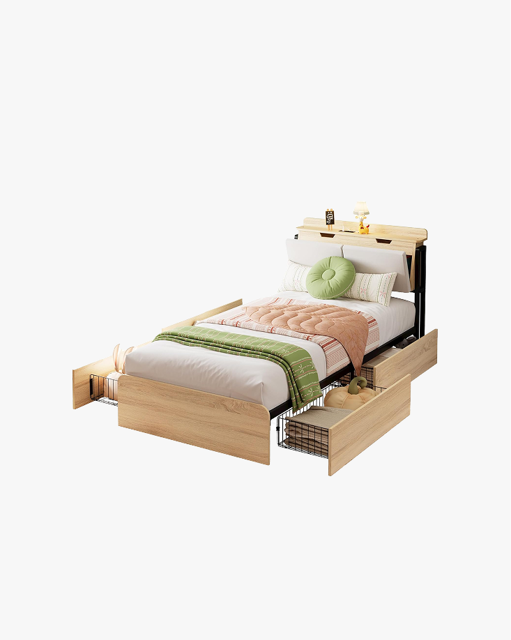 LIKIMIO Camas Hidden Storage Bed Frame