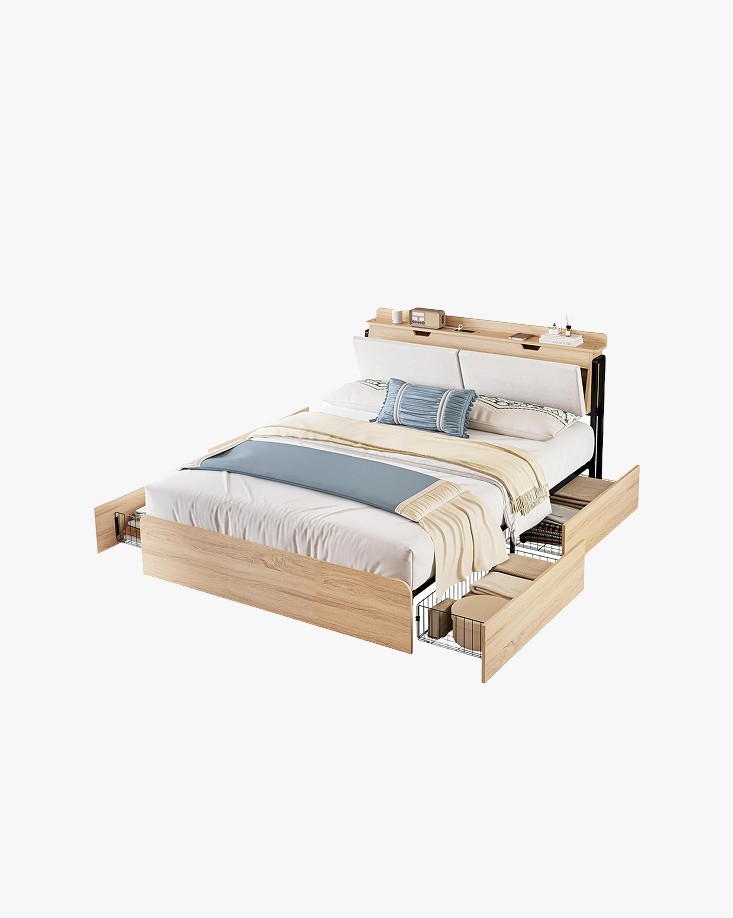 LIKIMIO Camas Hidden Storage Bed Frame