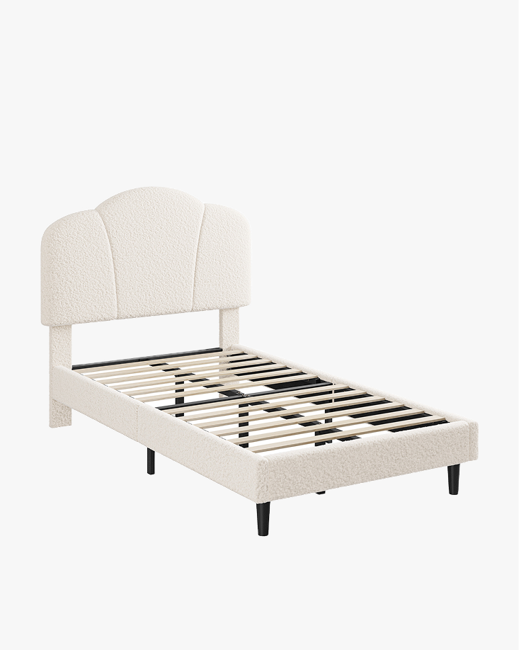 LIKIMIO Lamb Wool Headboard Bed Frame