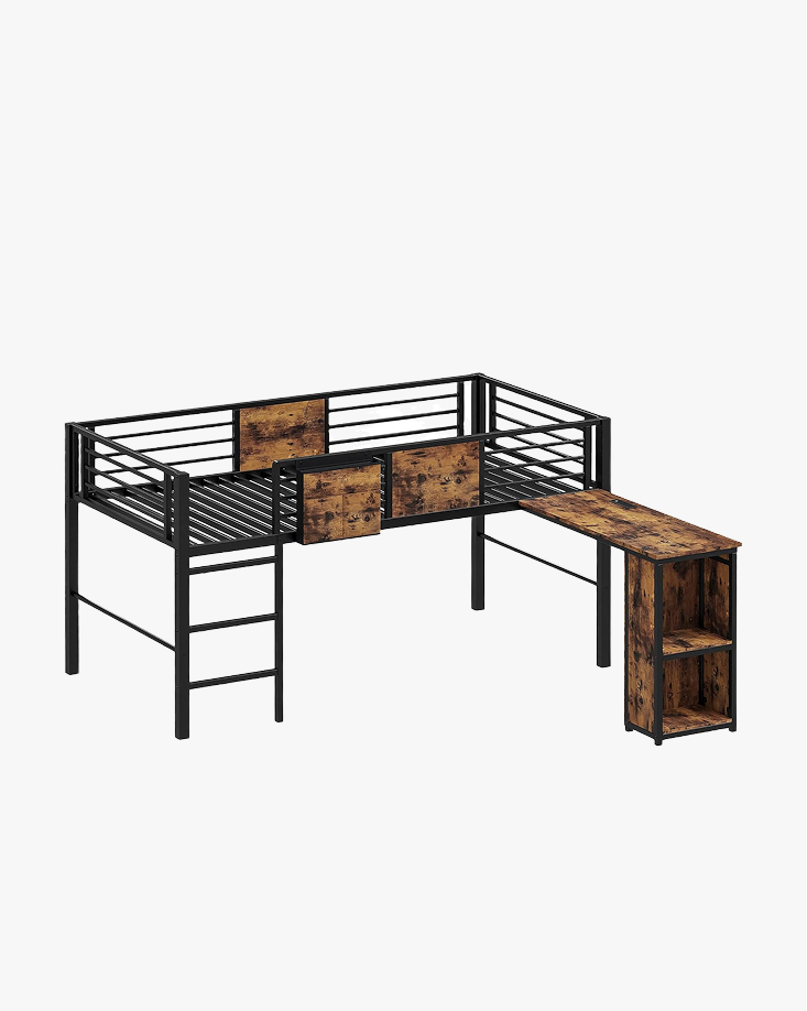 LIKIMIO Vintage Low Loft Bed Frame