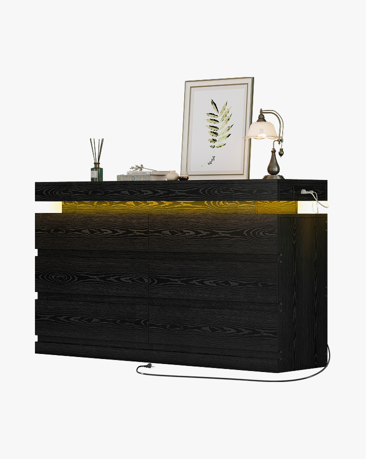 LIKIMIO Wooden LED 6-Drawers Dresser (59")