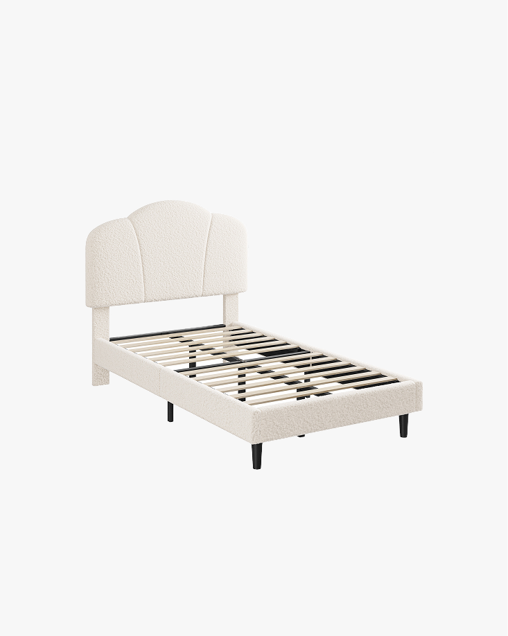 LIKIMIO Lamb Wool Headboard Bed Frame