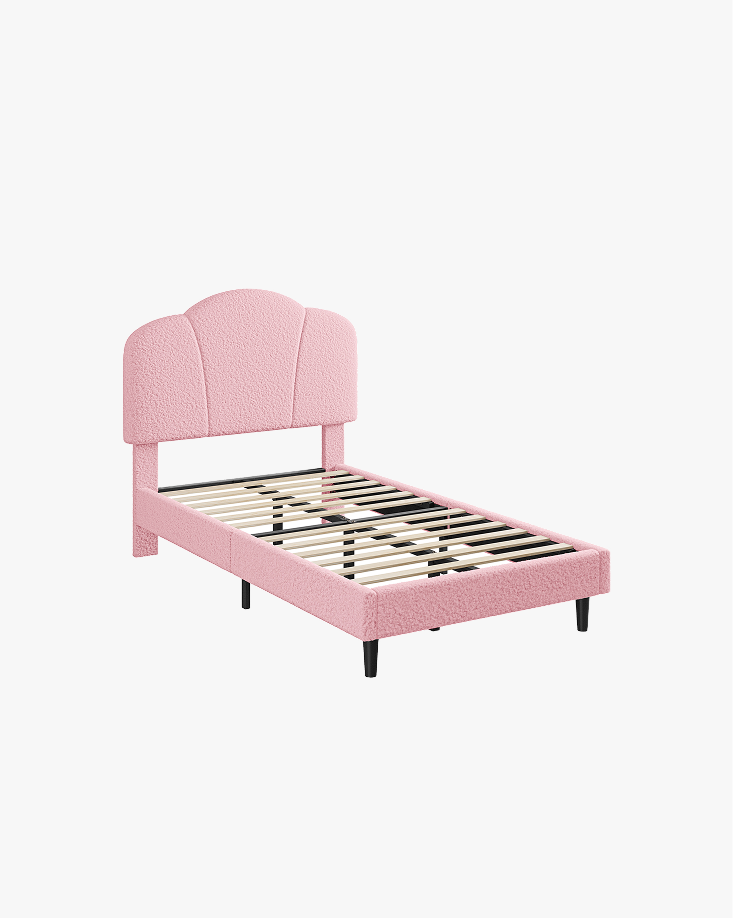 LIKIMIO Lamb Wool Headboard Bed Frame