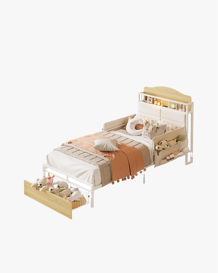 LIKIMIO Guardrail & Bedside Caddy Bed Frame