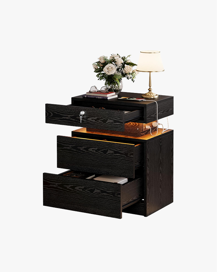 LIKIMIO Nightstand with Lock