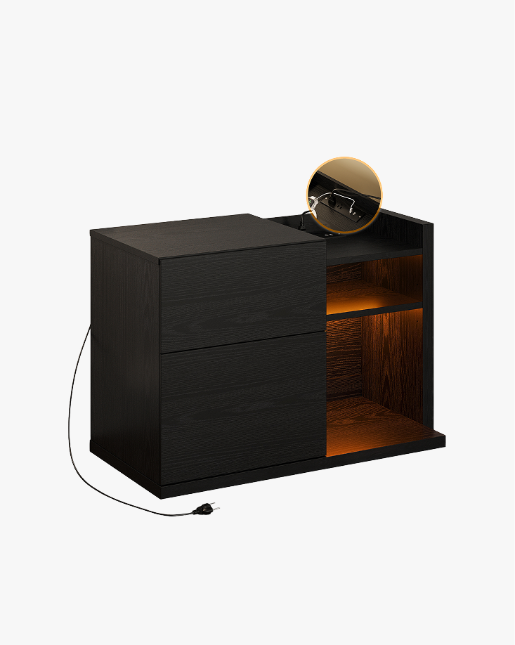 LIKIMIO Wooden Charging Station Nightstand