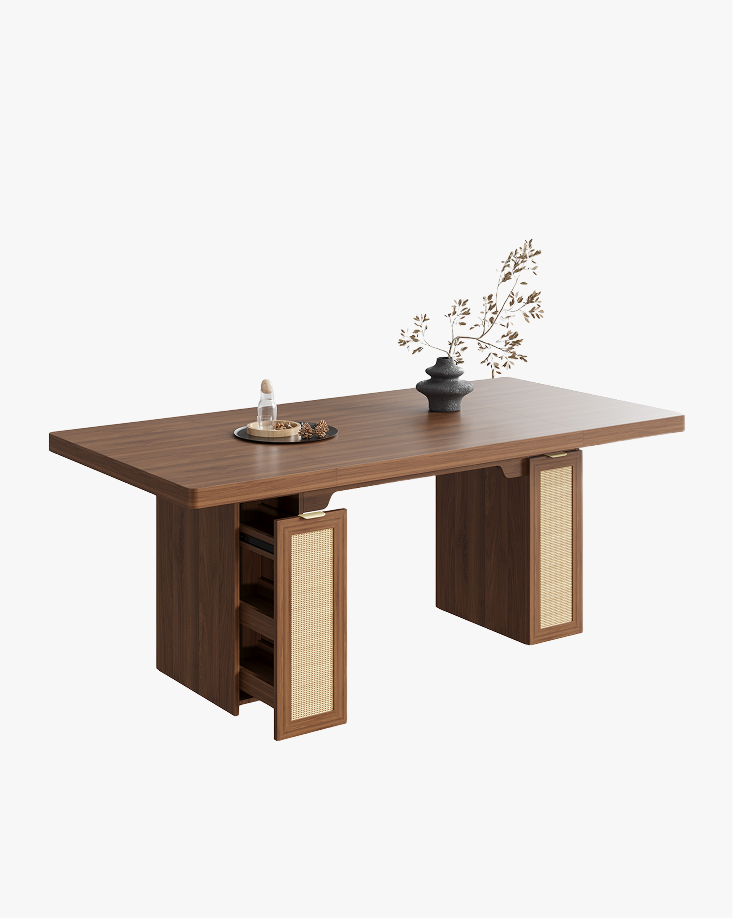 LIKIMIO Modern Woven Rattan Dining Table（78.7”）