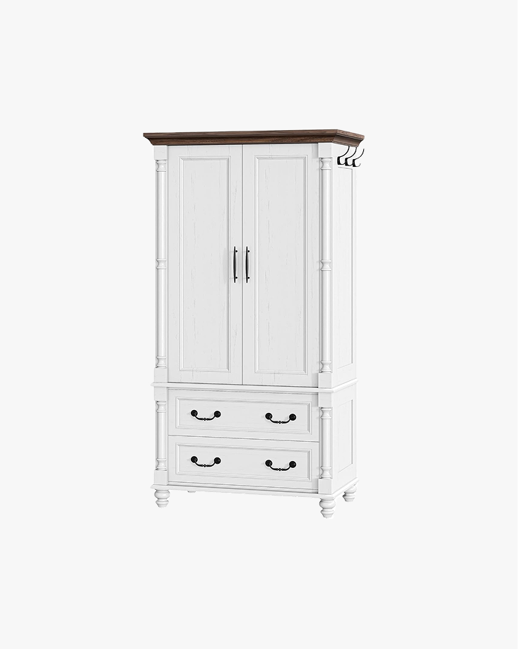 LIKIMIO Farmhouse Style Roman Column Wooden Wardrobe (70")