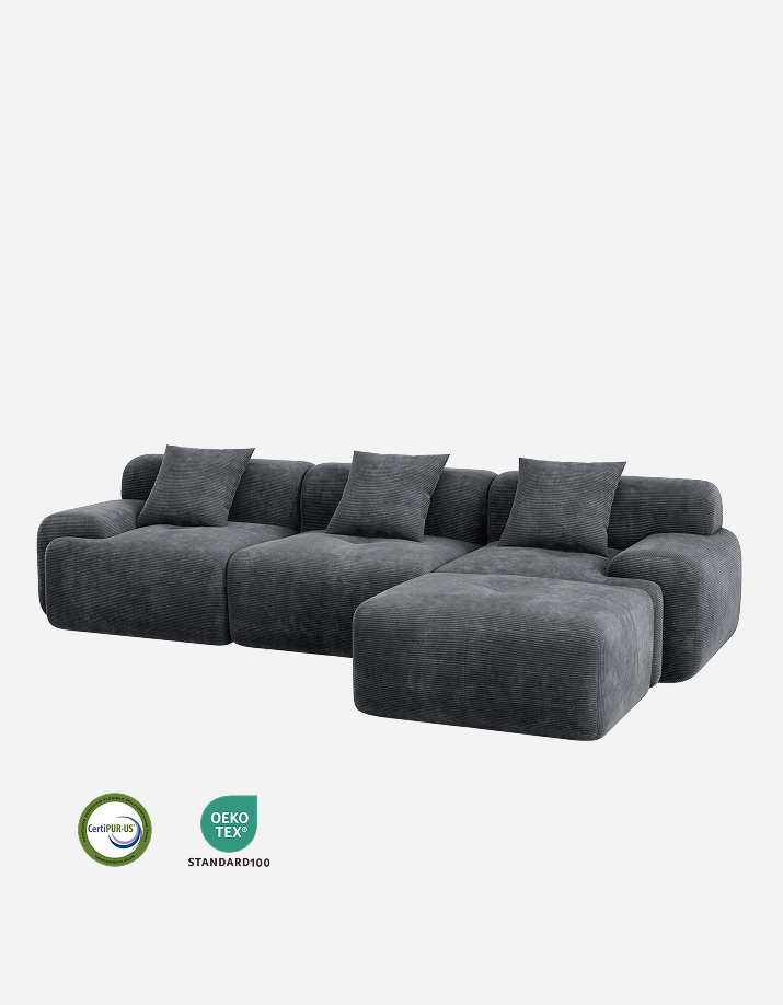 LIKIMIO 118" L-Shape Modern Modular Sofa