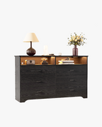 LIKIMIO LED & Power Strip Dresser 6-Drawer (59")